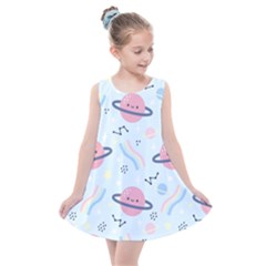 Cute Planet Space Seamless Pattern Background Kids  Summer Dress by BangZart