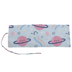 Cute Planet Space Seamless Pattern Background Roll Up Canvas Pencil Holder (s) by BangZart