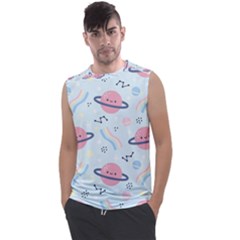 Cute Planet Space Seamless Pattern Background Men s Regular Tank Top