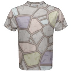 Cartoon Colored Stone Seamless Background Texture Pattern Men s Cotton Tee by BangZart