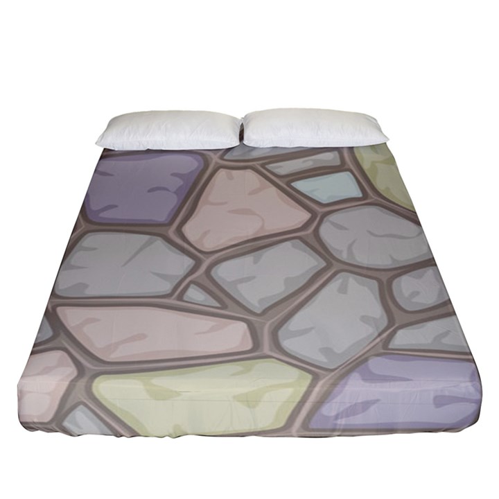 Cartoon colored stone seamless background texture pattern Fitted Sheet (Queen Size)