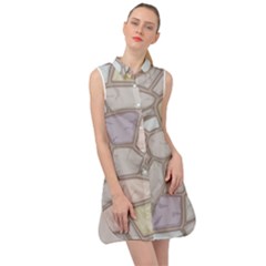 Cartoon Colored Stone Seamless Background Texture Pattern Sleeveless Shirt Dress by BangZart