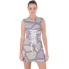 Cartoon Colored Stone Seamless Background Texture Pattern Lace Up Front Bodycon Dress by BangZart