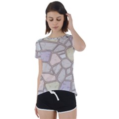 Cartoon Colored Stone Seamless Background Texture Pattern Short Sleeve Foldover Tee by BangZart