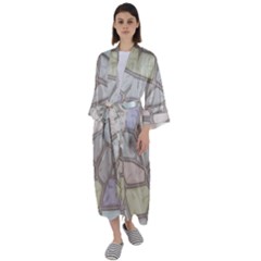 Cartoon Colored Stone Seamless Background Texture Pattern Maxi Satin Kimono