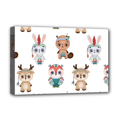 Cute Cartoon Boho Animals Seamless Pattern Deluxe Canvas 18  X 12  (stretched) by BangZart