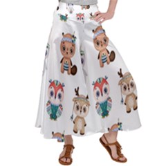 Cute Cartoon Boho Animals Seamless Pattern Satin Palazzo Pants by BangZart