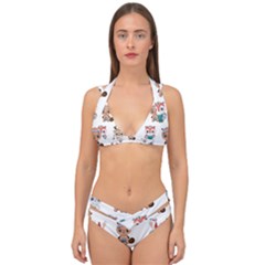 Cute Cartoon Boho Animals Seamless Pattern Double Strap Halter Bikini Set by BangZart