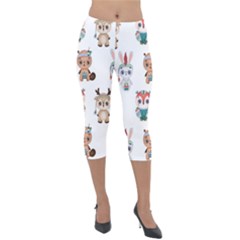 Cute Cartoon Boho Animals Seamless Pattern Lightweight Velour Capri Leggings  by BangZart