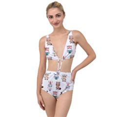 Cute Cartoon Boho Animals Seamless Pattern Tied Up Two Piece Swimsuit by BangZart