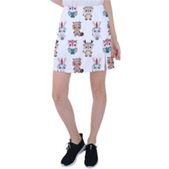 Cute Cartoon Boho Animals Seamless Pattern Tennis Skirt