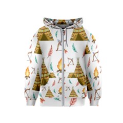 Cute Cartoon Native American Seamless Pattern Kids  Zipper Hoodie by BangZart