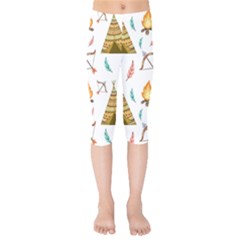 Cute Cartoon Native American Seamless Pattern Kids  Capri Leggings  by BangZart