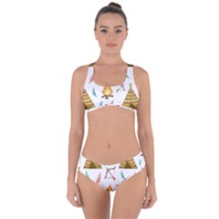 Cute Cartoon Native American Seamless Pattern Criss Cross Bikini Set by BangZart