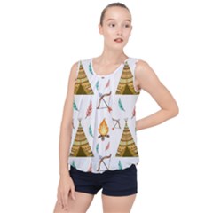 Cute Cartoon Native American Seamless Pattern Bubble Hem Chiffon Tank Top by BangZart