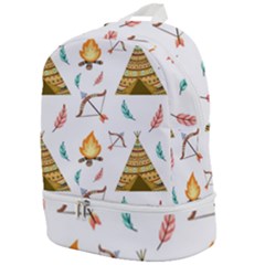 Cute Cartoon Native American Seamless Pattern Zip Bottom Backpack