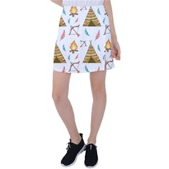 Cute Cartoon Native American Seamless Pattern Tennis Skirt