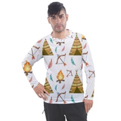 Cute Cartoon Native American Seamless Pattern Men s Pique Long Sleeve Tee