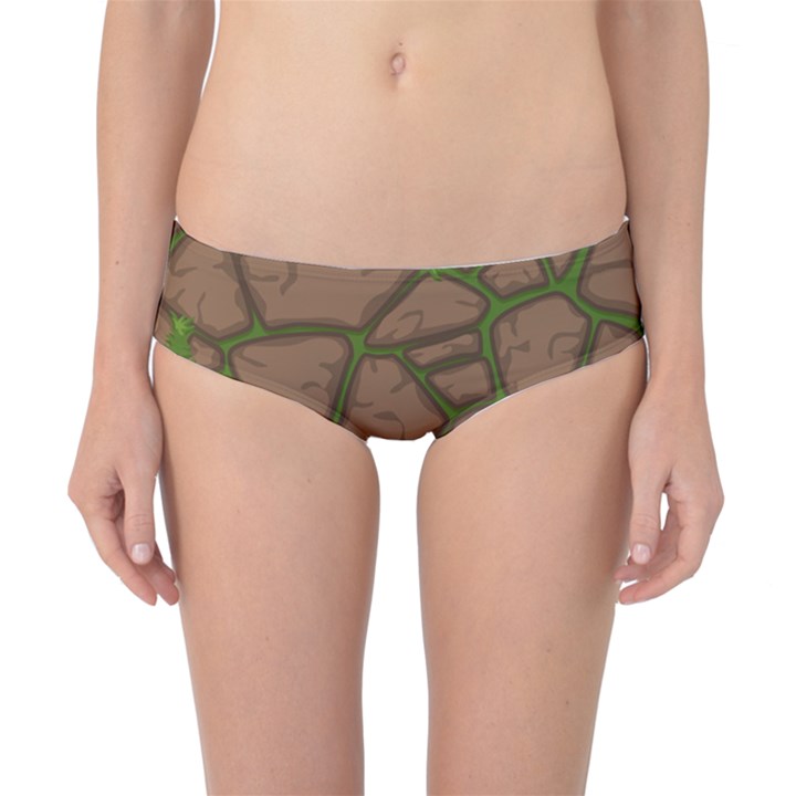 Cartoon brown stone grass seamless background texture pattern Classic Bikini Bottoms