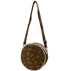 Cartoon Brown Stone Grass Seamless Background Texture Pattern Crossbody Circle Bag