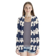 Hand Drawn Ghost Pattern Drape Collar Cardigan by BangZart