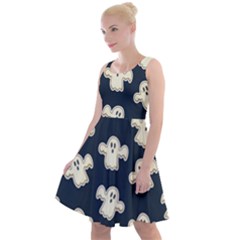 Hand Drawn Ghost Pattern Knee Length Skater Dress by BangZart