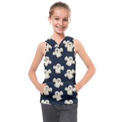 Hand Drawn Ghost Pattern Kids  Sleeveless Hoodie