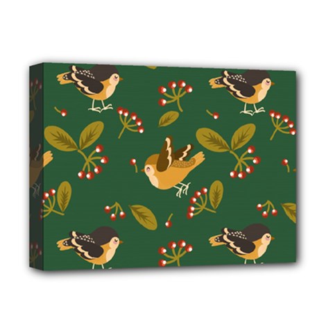 Cute Seamless Pattern Bird With Berries Leaves Deluxe Canvas 16  X 12  (stretched)  by BangZart