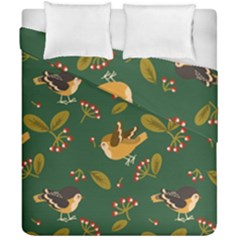 Cute Seamless Pattern Bird With Berries Leaves Duvet Cover Double Side (california King Size) by BangZart