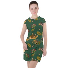 Cute Seamless Pattern Bird With Berries Leaves Drawstring Hooded Dress by BangZart