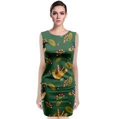 Cute Seamless Pattern Bird With Berries Leaves Classic Sleeveless Midi Dress by BangZart