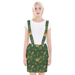 Cute Seamless Pattern Bird With Berries Leaves Braces Suspender Skirt by BangZart