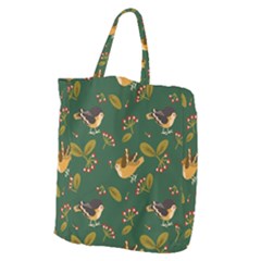 Cute Seamless Pattern Bird With Berries Leaves Giant Grocery Tote by BangZart