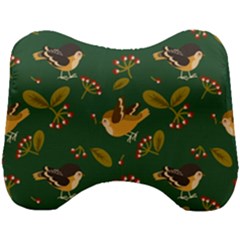 Cute Seamless Pattern Bird With Berries Leaves Head Support Cushion by BangZart