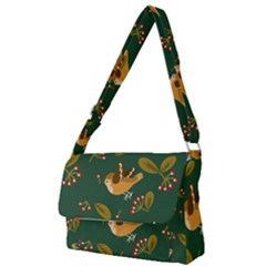 Cute Seamless Pattern Bird With Berries Leaves Full Print Messenger Bag (s) by BangZart