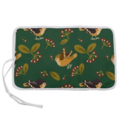 Cute Seamless Pattern Bird With Berries Leaves Pen Storage Case (s)