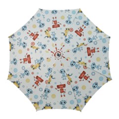 Cute Cartoon Robots Seamless Pattern Golf Umbrellas by BangZart