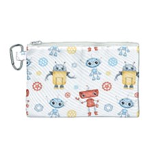 Cute Cartoon Robots Seamless Pattern Canvas Cosmetic Bag (medium) by BangZart