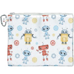 Cute Cartoon Robots Seamless Pattern Canvas Cosmetic Bag (xxxl) by BangZart