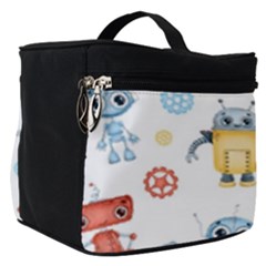 Cute Cartoon Robots Seamless Pattern Make Up Travel Bag (small) by BangZart