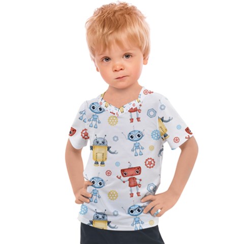 Cute Cartoon Robots Seamless Pattern Kids  Sports Tee by BangZart