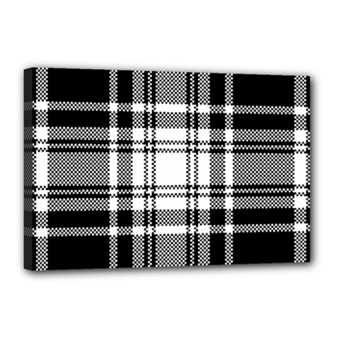 Pixel Background Design Modern Seamless Pattern Plaid Square Texture Fabric Tartan Scottish Textile Canvas 18  X 12  (stretched) by BangZart