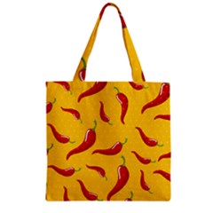 Chili Vegetable Pattern Background Zipper Grocery Tote Bag by BangZart