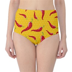 Chili Vegetable Pattern Background Classic High-waist Bikini Bottoms by BangZart