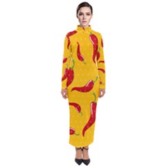 Chili Vegetable Pattern Background Turtleneck Maxi Dress by BangZart