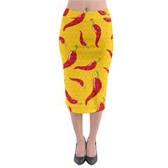 Chili Vegetable Pattern Background Midi Pencil Skirt by BangZart