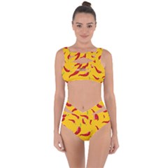 Chili Vegetable Pattern Background Bandaged Up Bikini Set  by BangZart