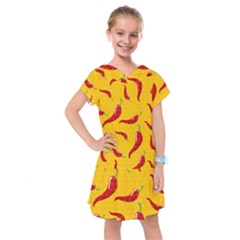 Chili Vegetable Pattern Background Kids  Drop Waist Dress by BangZart