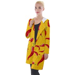 Chili Vegetable Pattern Background Hooded Pocket Cardigan by BangZart