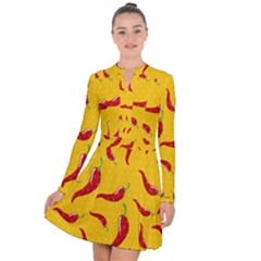 Chili Vegetable Pattern Background Long Sleeve Panel Dress by BangZart